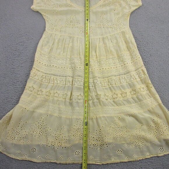 Johnny Was Eyelet Embroidered Tunic Top Dress size L Sheer Fairy Whimsy Boho - Picture 6 of 7